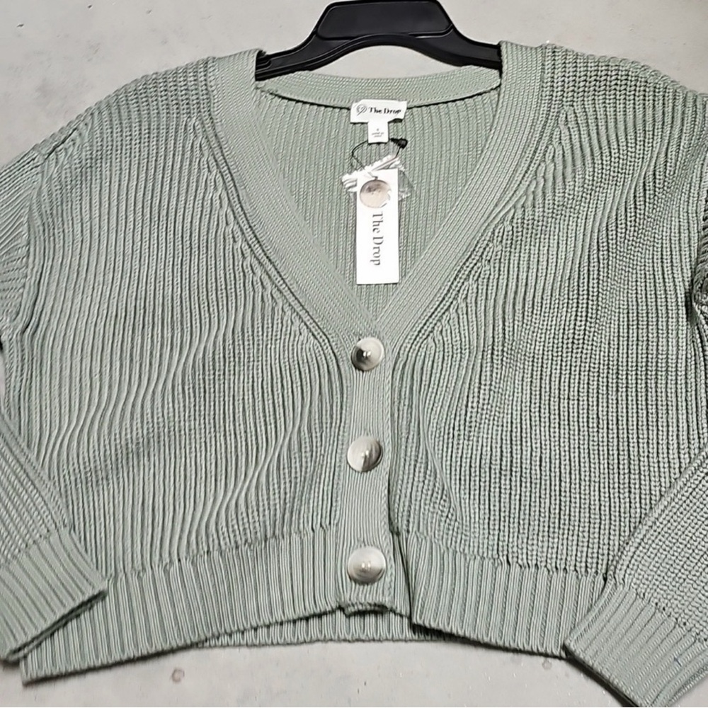 Nwt The Drop Oversized Womens Crop Cardigan sari iceberg green - Picture 7 of 8